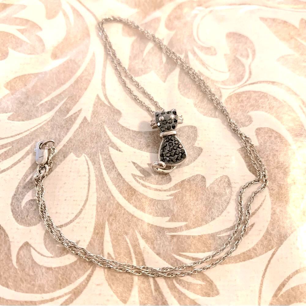 925 Sterling Silver Mini Kitty Cat Pendant .75” on 925 Sterling Silver Chain 18”